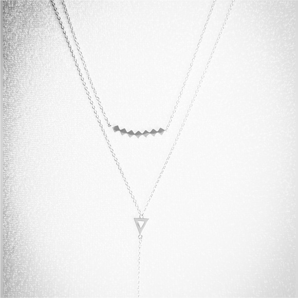 Gorjana Women's Double Strand Pendant Necklace Silver Tone Chain Lobster Closure - Picture 2 of 5